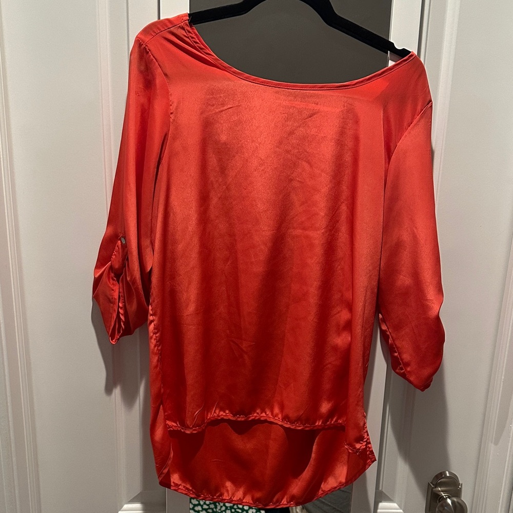Fun & Flirt Vibrant Red Satin Blouse